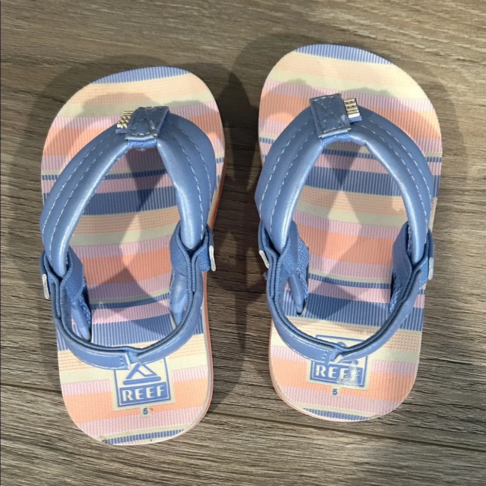 NWOT Reef Kids Sandals -‎ Lavander and Orange Stripes
